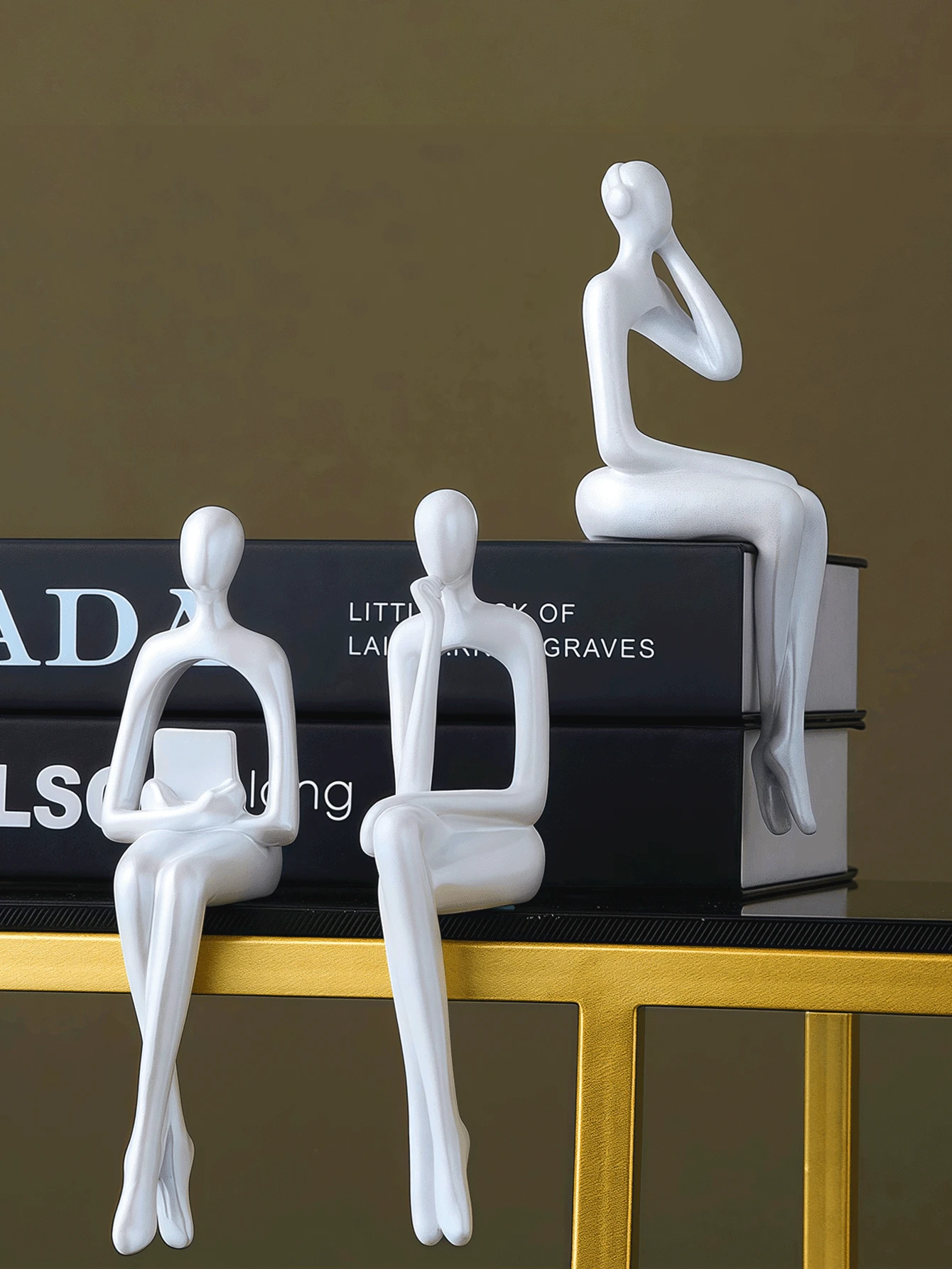 1 pieza Figura ornamental de arte abstracto de alta gama en estilo nórdico y de lujo, decoración de alta gama para sala de estar, dormitorio y maqueta, Artesanía de resina del Pensador - Multicolor - Ver 1