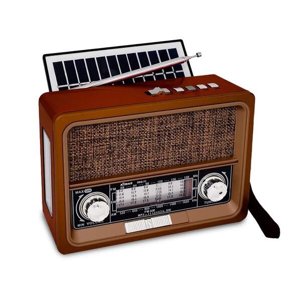 Rádio Retro Caixa de Som Bluetooth Usb Sd Am Fm multimídia Carregador Placa Solar com Lanterna