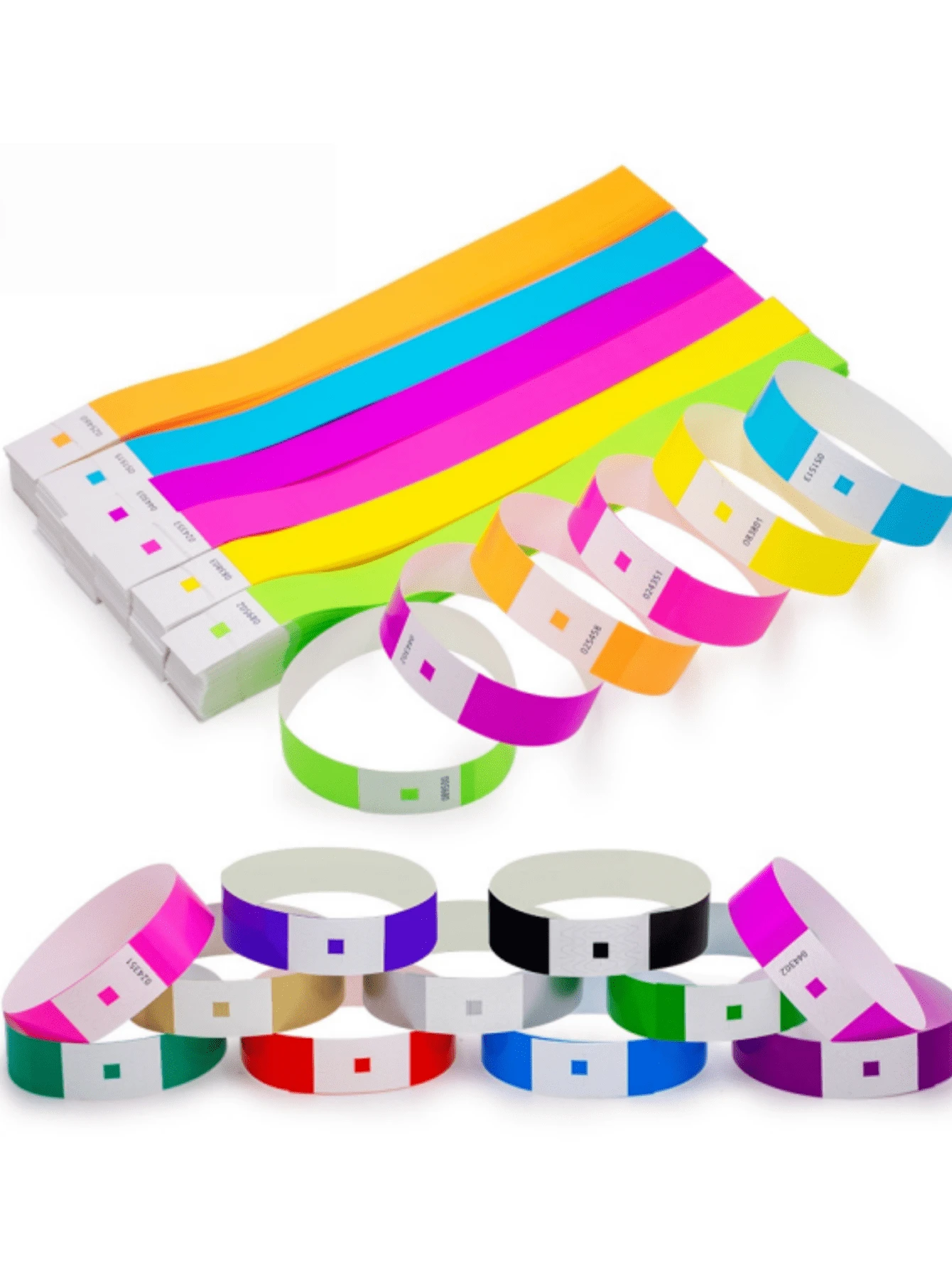 1000/200/100pcs/Set Waterproof Paper Wristbands, Colorful Bracelets For Sports, Parties, Competitions, Festivals, Events, Clubs And Celebrations - Multicolor - View 1