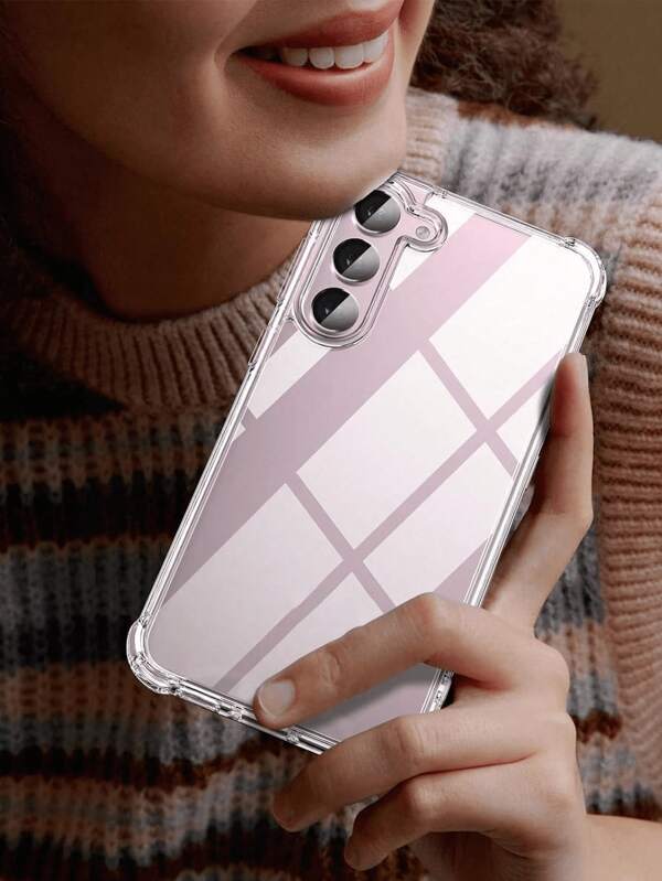 1pc Galaxy S23 Four-Corner Shock-Proof Transparent Silicone Phone Case, Compatible With Galaxy, Mi, Redmi, TPU Protective Back Cover
