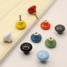 12pcs Ceramic Cabinet Handles - 32mm (1.3") Smooth Flat Mushroom Knobs With Polished Metallic Finish, 12 Vibrant Colors For Kitchen Cabinets, Dressers, Youngsters' Bedroom Furniture & Home Doors, Mushroom Cabinet Knobs - Multicolor - View 1