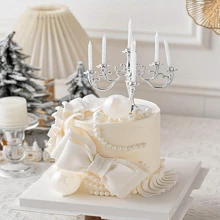 1 pieza. Candelero de plástico en forma de vela con vela a juego en color rosa/dorado/plateado/bronce, decoración de pastel, soporte de vela retro para decoración de cumpleaños, apto para San Valentín, bodas, regreso a clases, Día de la Madre, celebraciones festivas, fiestas de cumpleaños