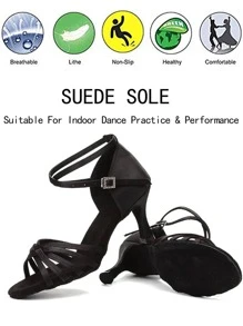 Women Black Dance Shoes,Heels Summer Sandals Indoors ,Women Heels Professional Latin Dance Shoes Women Shoes For Ballroom ,Wedding, Parties