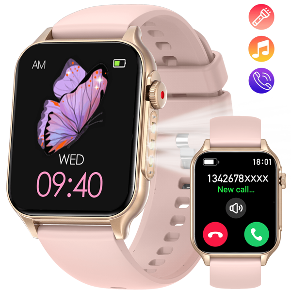 EIGIIS Nuevos Relojes Inteligentes para Mujer y Hombre 2025 con Linterna LED, Pantalla HD de 1.96", talla grande de 100 Modos Deportivos, Rastreador de Actividad Física y Monitor de Sueño, Compatible con iOS y Android