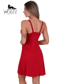 Nursing Nightgown With Lace Detail Easy Open Closure For Maternity Simple Elegant Romantic Contrast Lace Fabric - 紅色 - 查看 3