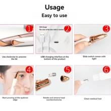 女士电动修眉器、眉形笔、面部脱毛器、自动修眉刀、口袋刀 - 彩色 - 查看 5