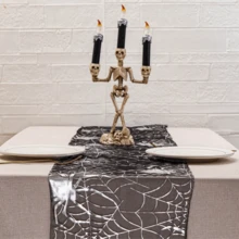 1/2pcs Halloween Black Spider Web 11*108inch Spider Thin Net Party Decor Table Cloth, Suitable For Halloween Family Gathering Decoration