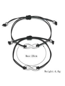 2pcs Minimalist Alloy 8-Shape Handmade Braided Bracelets - Black and White - View 3