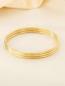 18K Gold Plated Stainless Steel Women's Bracelet, Fashion Luxury Minimalist Basic Bracelet, Waterproof Jewelry - Gold - View 4