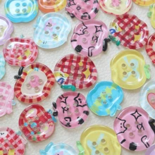 10/20pcs Cute Printed Transparent Colorful Apple Shape 4-Hole Buttons, DIY Sewing Buttons, Decorative Buttons For Clothing, Phone Cases, Phone Straps, Hair Accessories - Multicolor - View 10