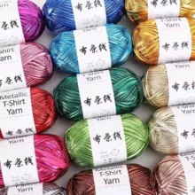 100g/300g New Metallic Color Fabric Strips, Shiny Thick Knitted Faux Leather For DIY Bags, Silver Thread, Crochet Bags, Crochet Pads, Craft Yarn - Multicolor-1pcs - View 1