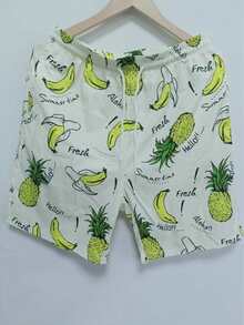 男士 3D 夏威夷印花沙滩短裤，夏季 - 彩色 - 查看 2