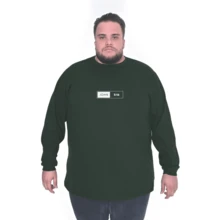 Camiseta Manga Longa Cristã João 3:16 Masculina Plus Size 100% Algodão - Verde Militar - Visão 1