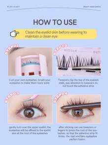 MLEN DIARY MLEN DAIRY Self Adhesive Lash Clusters, 12-14mm C Curl Natural 42Pcs Pre-Glued Cluster Lashes, No Glue Reusable Manhwa Lashes, Press On Self Stick Cluster Lashes Individual Lashes Self Application At Homelash Clusters,Eyelash Clusters,Individual Eyelashes,Lashes,Fake Lashes - C - View 7