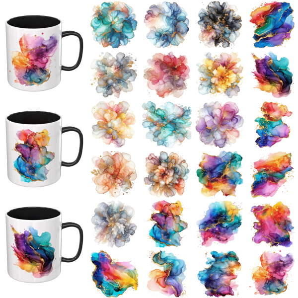 16 Oz UV DTF Transfer Paper Easy To Use 24 Sheets/Set Alcohol Ink Splatter UV DTF Transfer Paper 16 Oz UV DTF Transfer Paper Suitable For DIY Crafts Can Be Used For , Mugs, Glass Bottles, Etc.