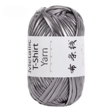 100g/300g Nuevas tiras de tela de color metálico, hilo brillante y grueso de imitación de cuero para bolsos DIY, hilo plateado, bolsos de ganchillo, almohadillas de ganchillo, hilo de artesanía - Multicolor-1 pieza - Ver 11