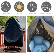 Zippered Patio Egg Chair Cover, Wicker Egg Swing Chair Cover, Waterproof Durable Windproof Outdoor Chair Cover, Windproof Hanging Chair Cover,Kitchen Decor,Household Items - Black - View 8