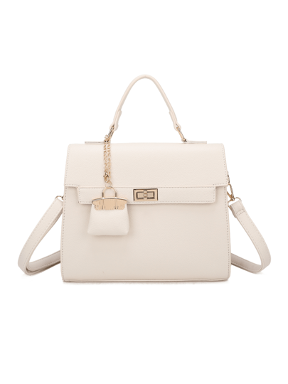 Bolsa Satchel Estruturada Estilo Clássico com Pingente de Mini Bolsa para faculdade e trabalho simples minimalista