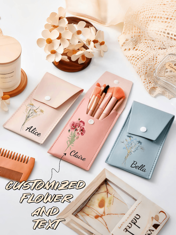 1pc Customized Birthday Flower And Text Dopamine Color Cosmetic Bag Storage Bag | Essential Cosmetic Bag | Ins Style Colorful Cosmetic Bag | Birthday Gift Cosmetic Bag | Commemorative Gift Cosmetic Bag | Daily Cosmetic Bag | Holiday Cosmetic Bag | Thanksgiving, Valentine's Day, Graduation Season