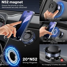 360° Rotating Magnetic Phone Stand, Foldable & Telescopic, ABS Material, Non-Waterproof, Perfect For Car, Shower, Travel, Gym, Smooth Mirror - Adjustable And Rotatable Stand, Phone Holder | Modern Phone Stand | Adjustable Stand PS:Only Suitable For Installation And Use In Locations With Smooth Surfaces