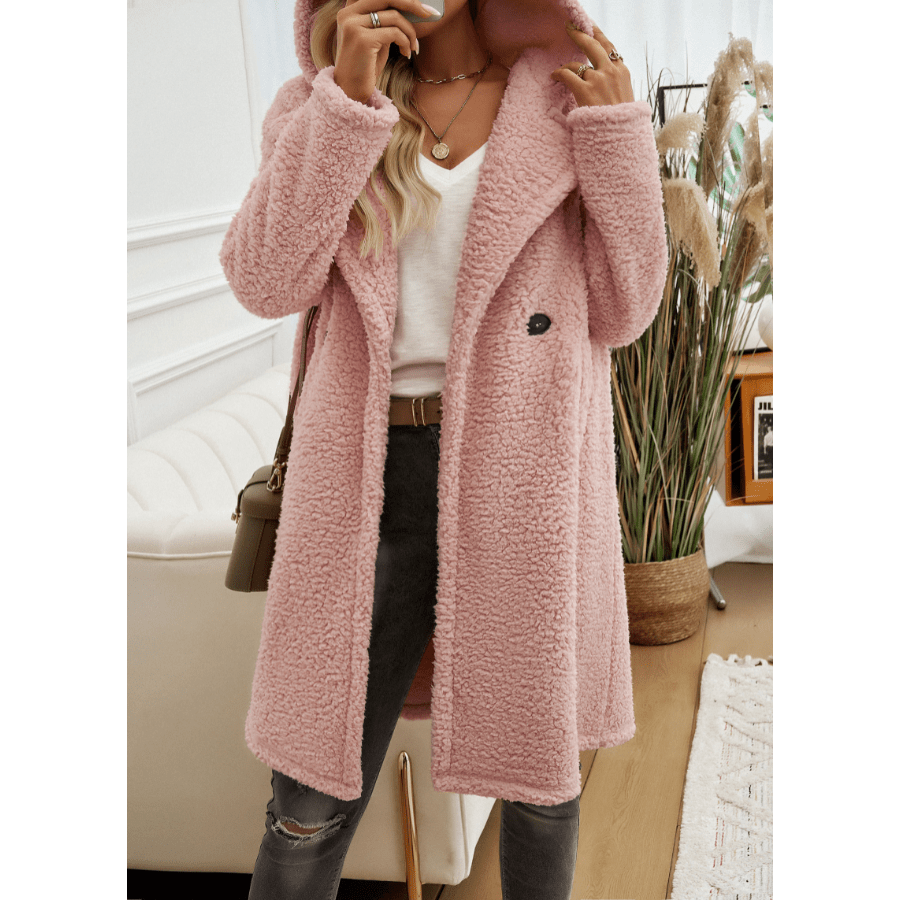 Gklcann Jastie 2024 Autumn And Winter Lambswool Jacket Women's Casual Loose Hooded Knitted Jacket Women's Large Lapel Long-Sleeved Coat