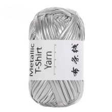 100g/300g New Metallic Color Fabric Strips, Shiny Thick Knitted Faux Leather For DIY Bags, Silver Thread, Crochet Bags, Crochet Pads, Craft Yarn - Multicolor-1pcs - View 17