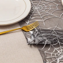 1/2pcs Halloween Black Spider Web 11*108inch Spider Thin Net Party Decor Table Cloth, Suitable For Halloween Family Gathering Decoration