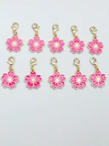 10个合金樱花钥匙扣，优雅花卉设计，带吊牌，可作包包挂饰、钥匙链，情侣生日及节日礼物，粉色，女士情人节汽车装饰，可爱哥特风Y2K万圣节配饰，教师节圣诞节礼物，包包挂绳，带证件套，汽车装饰，包包吊坠 - 玫紅色櫻花 - 查看 2