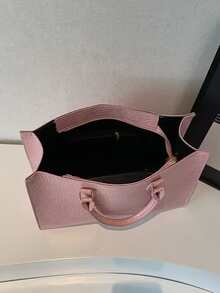 Túi xách thời trang họa tiết da cá sấu có khóa kéo, sức chứa lớn thích hợp sử dụng hàng ngày, công tác, du lịch, ngoài trời, gia đình, phòng ngủ, trở lại trường, túi mua sắm cho học sinh Unisex - Hồng - Xem 8