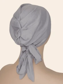 1 件女士针织莫代尔面料褶皱蝴蝶结头巾，时尚便捷，适合居家佩戴 - 排折工藝頭巾 - 查看 10