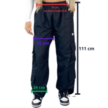 Unisex Oversized Cargo Pants Plain Polyester Pocket Long Evening Holiday Daily Travel Stage & Concert Winter & Spring Baggy - Black - View 5