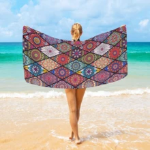 1 件海龟印花防水防沙超大沙滩毯，轻便，适合海滩、度假、旅行、户外露营、野餐 - 超细纤维沙滩巾，快干且吸水 - 彩色 - 查看 8
