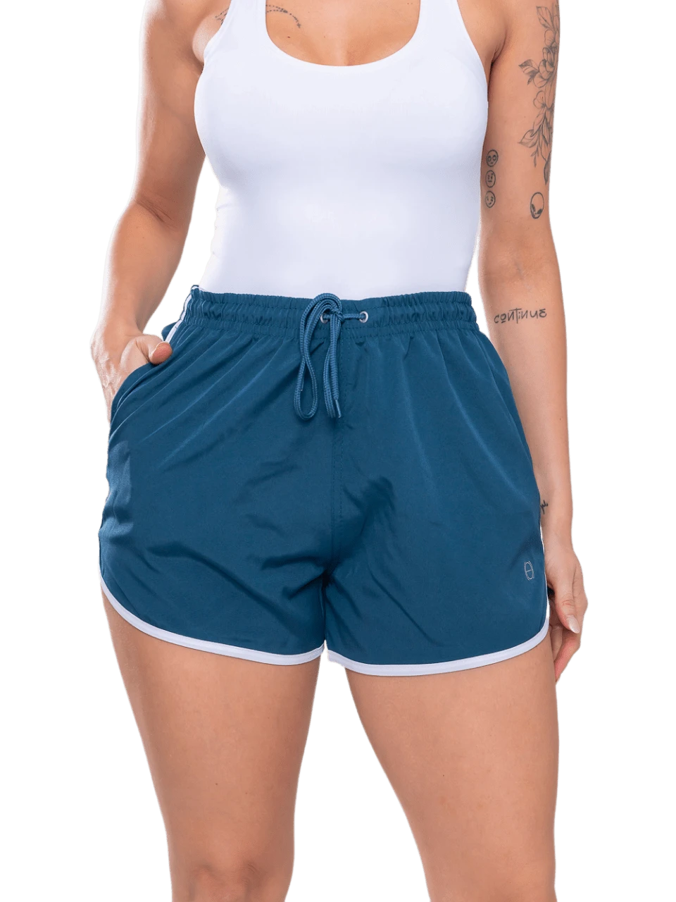 Women's Shorts With Pocket - Loose Beach Gym Spandex - Màu xanh hải quân - Xem 1