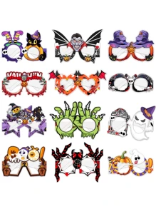 12 件万圣节新主题派对半脸面具舞会 DIY 鬼形纸面具，完美的派对装饰，小礼物家居装饰万圣节装饰房间装饰秋季装饰