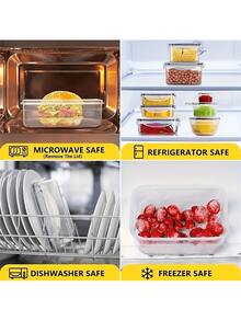 48-52 Pieces/Set Food Storage Container Set, Crisper, Easy Fix Lids (24 Lids + 24 Containers) (26 Lids + 26 Containers) - Sealed Plastic Containers For Pantry, Travel, Outdoor Picnics, Kitchen Organization, Free Labels And Tags - Transparent 52 Items - View 2