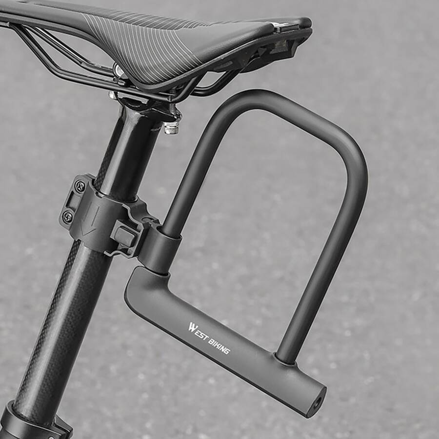 Bicycle U-Shaped Lock Anti-Theft Lock Electric Bike Lock Mountain Bike Lock Riding Equipment 2 Keys - Black - View 1