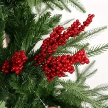 12/24 Packs Of Holiday Red Artificial Berry Branches, 8.66 Feet/22 Cm, Christmas Tree Options, DIY Handicrafts, Wedding And Home Decoration, Holiday Party Supplies Christmas Decorations Room Decor - Multicolor - View 3
