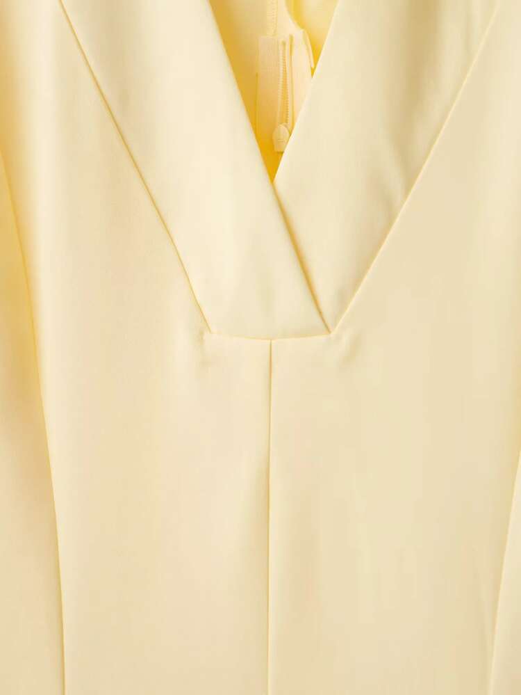 女士春秋时尚休闲宽松翻领长款衬衫裙 - 黃色 - 查看 10