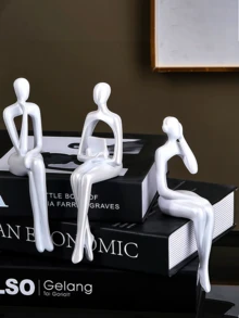 1 pieza Figura ornamental de arte abstracto de alta gama en estilo nórdico y de lujo, decoración de alta gama para sala de estar, dormitorio y maqueta, Artesanía de resina del Pensador - Multicolor - Ver 4