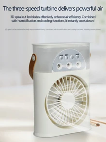 1 pezzo Ventilatore multifunzione trifasico per soffiare aria, raffreddare e umidificare, con tre impostazioni di velocità del vento, dimensioni compatte e diffusione dell'aria a 180°, capacità di immagazzinamento dell'acqua di 250ml, raffreddamento simile al ghiaccio e raffreddamento rapido più fresco più volte