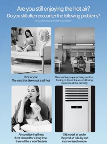 1 pezzo Ventilatore multifunzione trifasico per soffiare aria, raffreddare e umidificare, con tre impostazioni di velocità del vento, dimensioni compatte e diffusione dell'aria a 180°, capacità di immagazzinamento dell'acqua di 250ml, raffreddamento simile al ghiaccio e raffreddamento rapido più fresco più volte