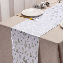 1pc Green Star Patterned Table Runner, Suitable For Home Decor, Dining Table, Wedding, Birthday Party (Green)