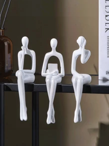 1 pieza Figura ornamental de arte abstracto de alta gama en estilo nórdico y de lujo, decoración de alta gama para sala de estar, dormitorio y maqueta, Artesanía de resina del Pensador - Multicolor - Ver 2