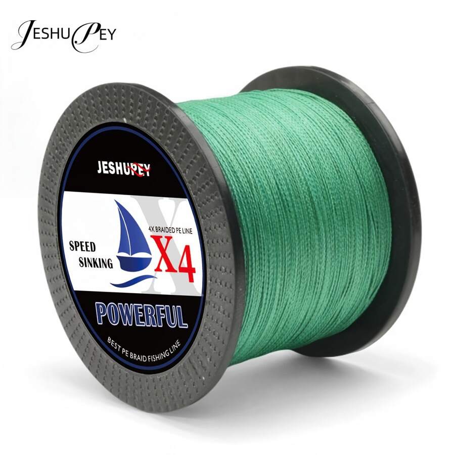 1 件装绿色 1000/500m X 4 编织 PE 钓鱼线，4 股编织强力单丝钓鱼线，拉力强度 15-88 磅