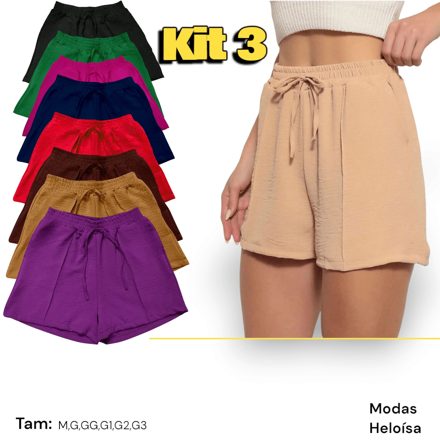 Kit 3 Duna Shorts Without Pocket Random Delivery Assorted Colors - 彩色 - 查看 1
