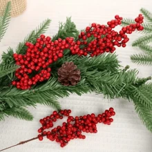 12/24 Packs Of Holiday Red Artificial Berry Branches, 8.66 Feet/22 Cm, Christmas Tree Options, DIY Handicrafts, Wedding And Home Decoration, Holiday Party Supplies Christmas Decorations Room Decor - Multicolor - View 5