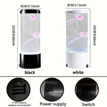 LED Jellyfish Lamp, Electric Aquarium Ocean Night Light, 7 Color Changing Atmosphere, USB/Battery Double Power Desktop Decor Lighting, Suitable For Living Room, Bedroom, Home, Holiday Gift - Batteries Not Included