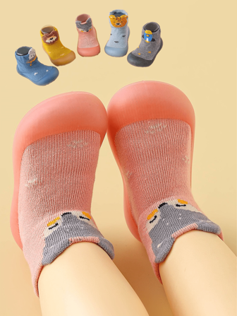1 Pair Children Non-Slip Soft Bottom Baby Slipper Socks, Cartoon Adorable Boy & Girl Indoor Shoes For Toddlers