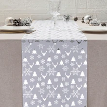 1/2pcs Christmas Table Runner, Reindeer & Snowflake Christmas Tree Polyester Christmas Decor, Home Decoration Dinning Party - Green