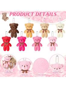 Set da 2 pezzi, set da 3 pezzi, set da 6 pezzi, da 1 a 20 pezzi di orsetti di peluche teddybear piccoli da 4,7 pollici,giocattoli di peluche, ciondoli per borse, regali per matrimoni e compleanni, decorazioni per torte di compleanno, matrimonio, feste e accessori fai-da-te